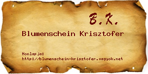 Blumenschein Krisztofer névjegykártya